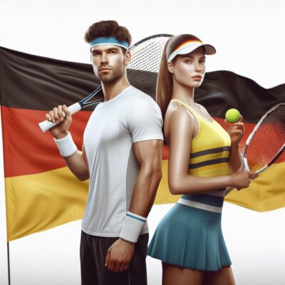 Tennisspieler vor Deutschlandflagge